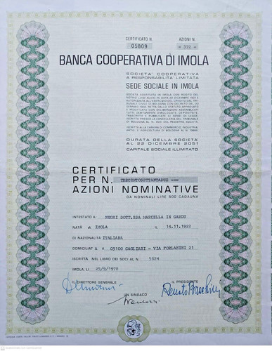 1978 banca cooperativa imola - 1978, *banca